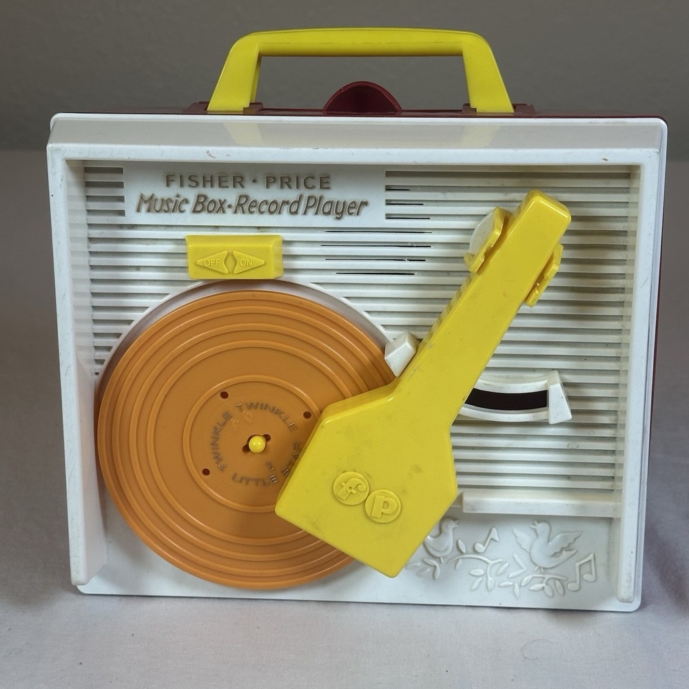 Vintage Fisher Price Music Box Record Player 2 Disc Nursery Rhymes 2010 Works
